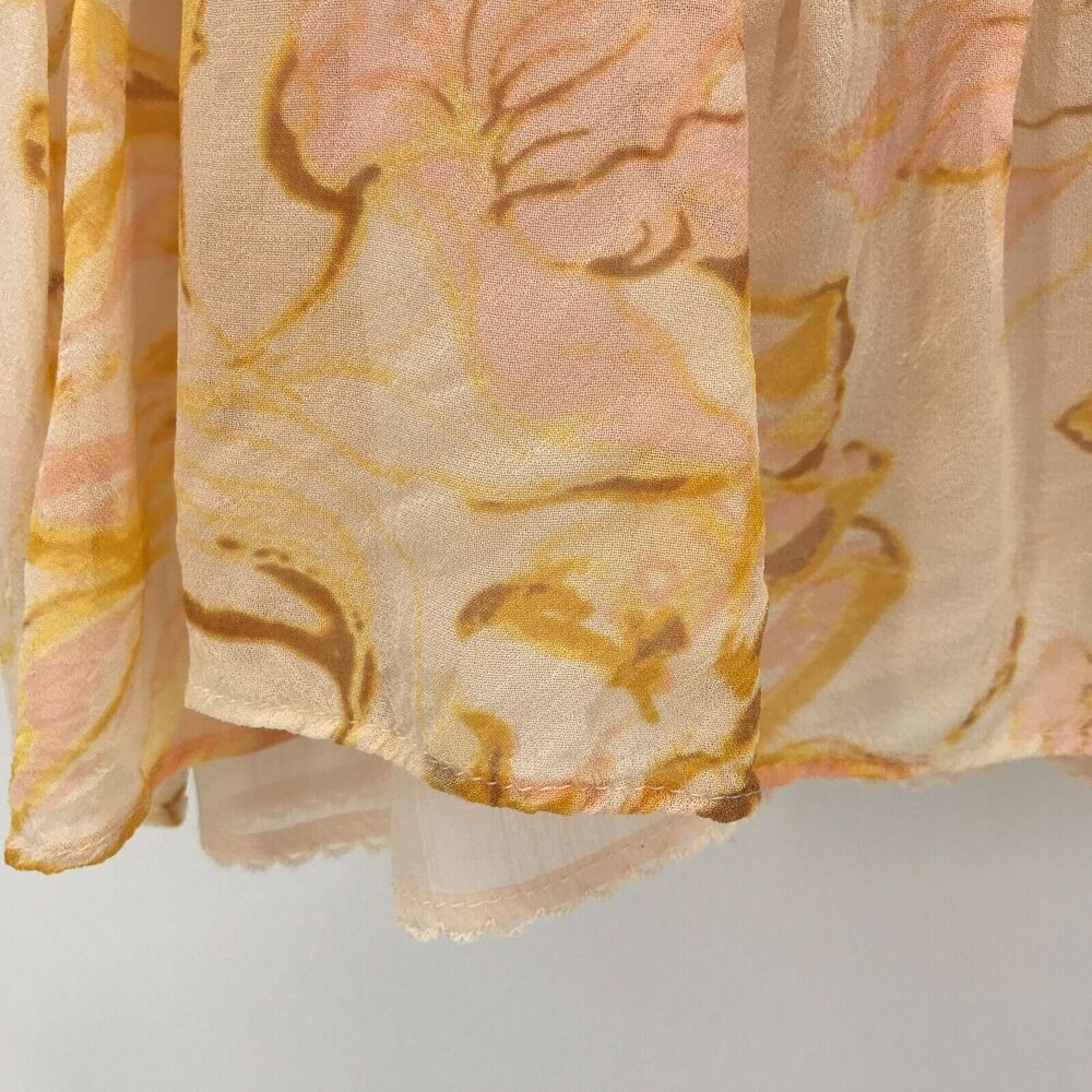 Anthropologie HD In Paris Cami Tank Top Womens Small Peach Yellow Floral Peplum - Picture 4 of 12